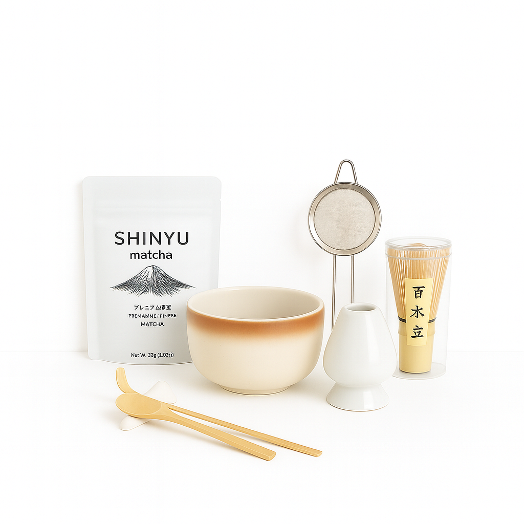 8-Delige Matcha Thee Set | Wit-crème-bruin